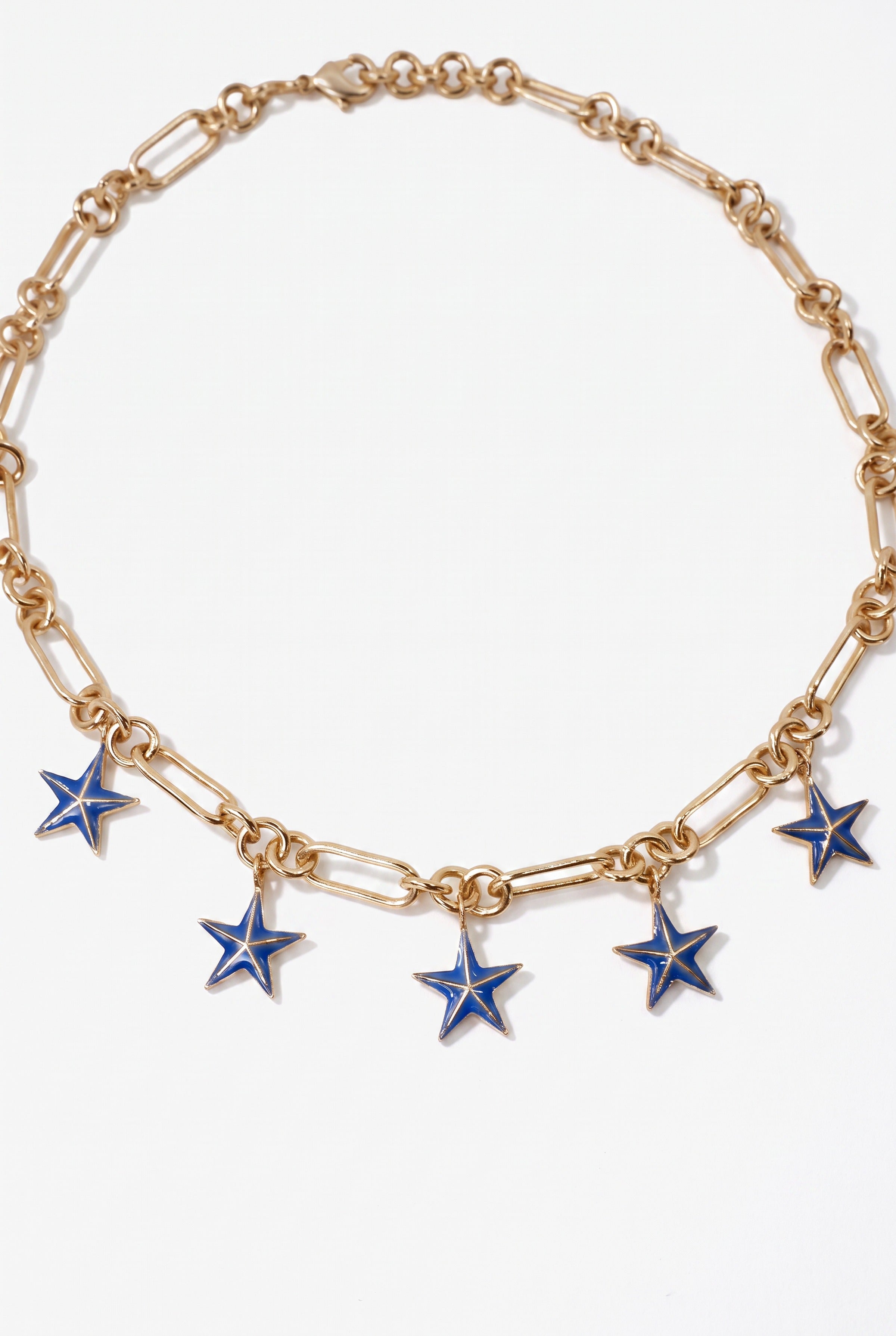 Star Charm Choker Necklace Mid Blue