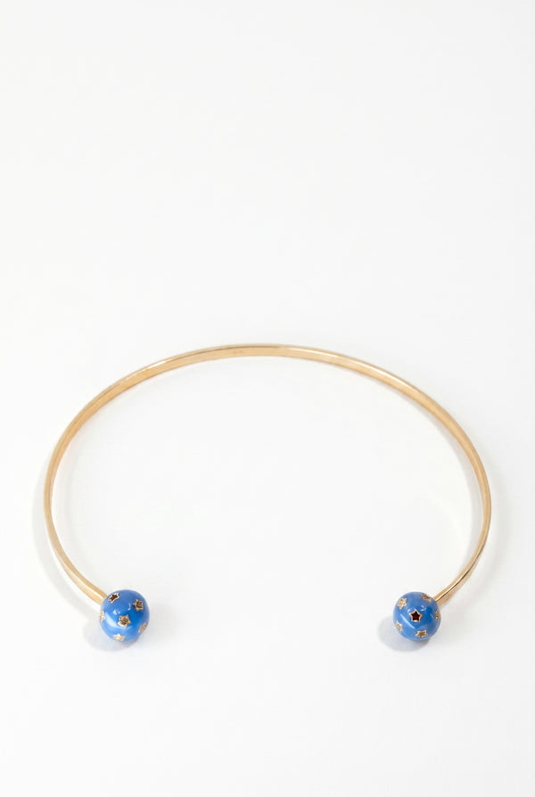 Diamond Collar Necklace Blue Enamel Star