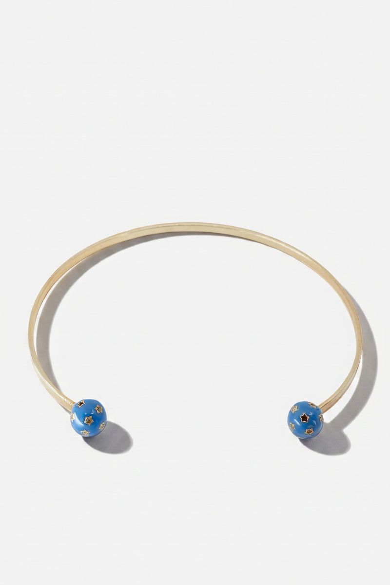 Diamond Collar Necklace Blue Enamel Star