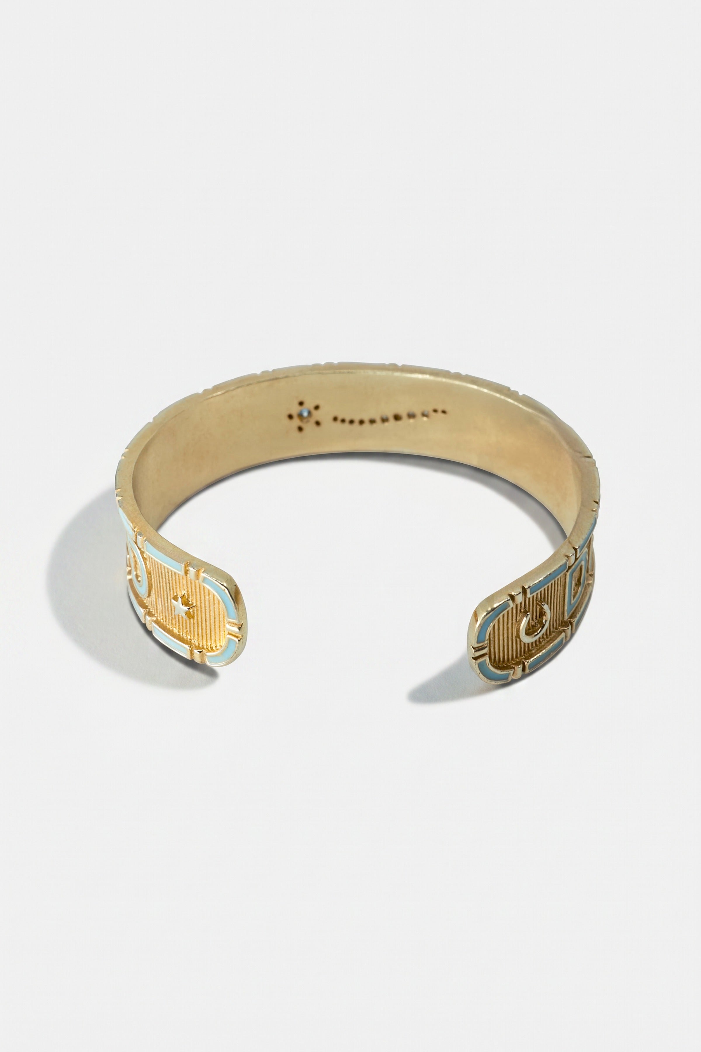 Light Blue Enamel Cuff Blue Sapphire Bracelet