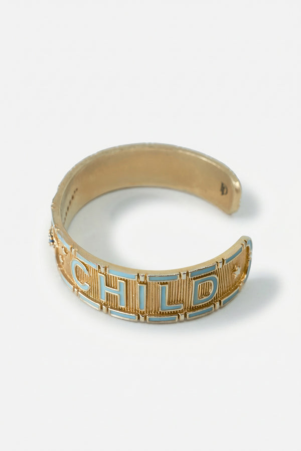 Light Blue Enamel Cuff Blue Sapphire Bracelet