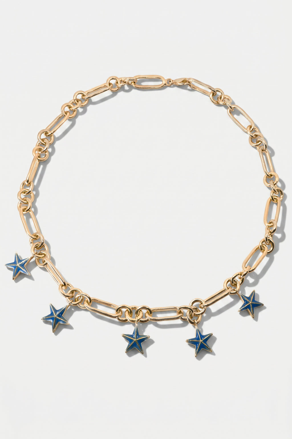 Star Charm Choker Necklace Mid Blue