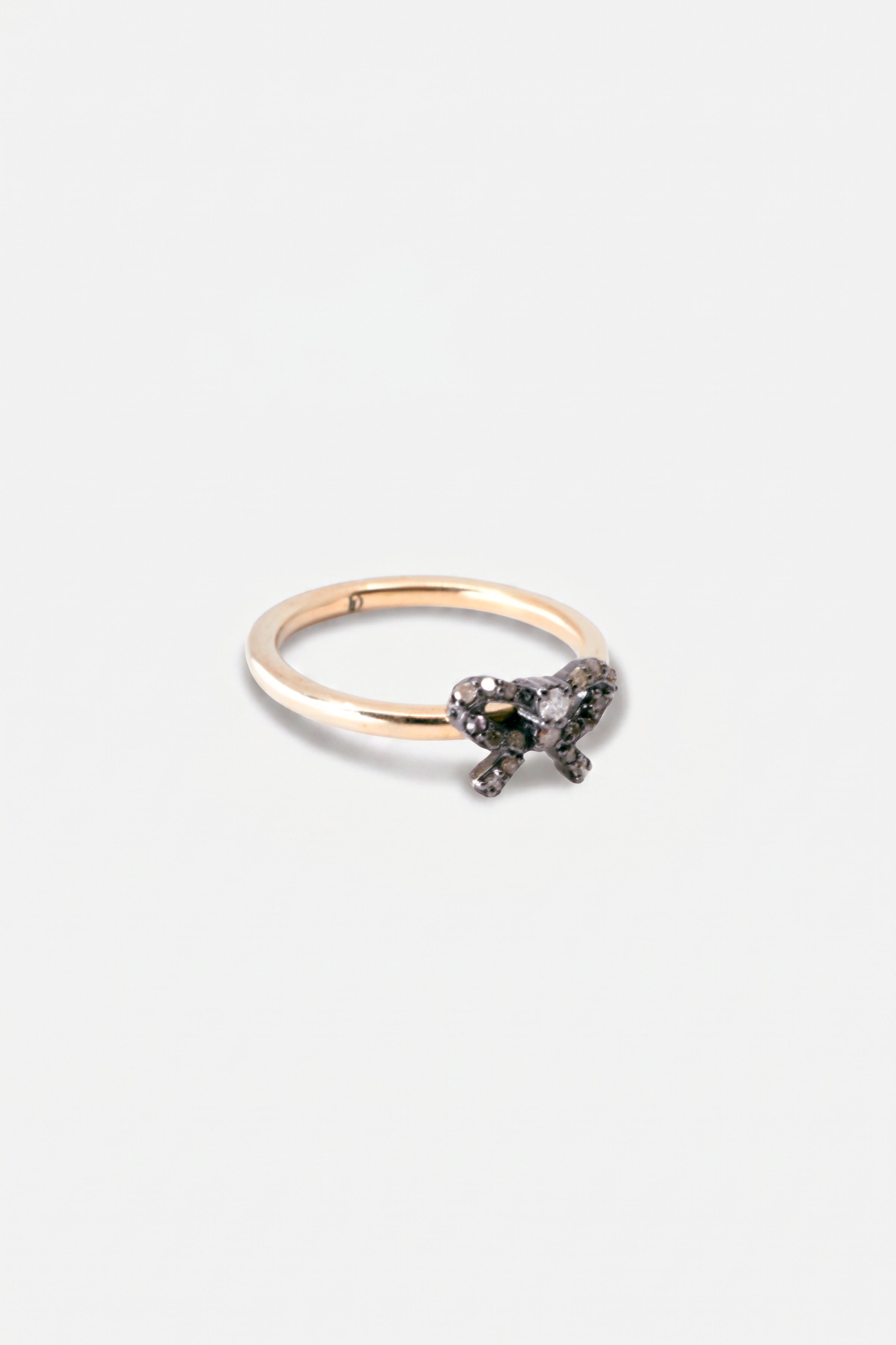 Diamond Bow Ring Gold Silver