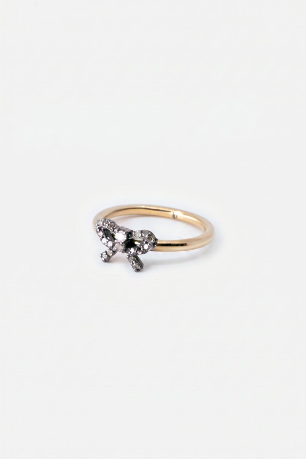 Diamond Bow Ring Gold Silver