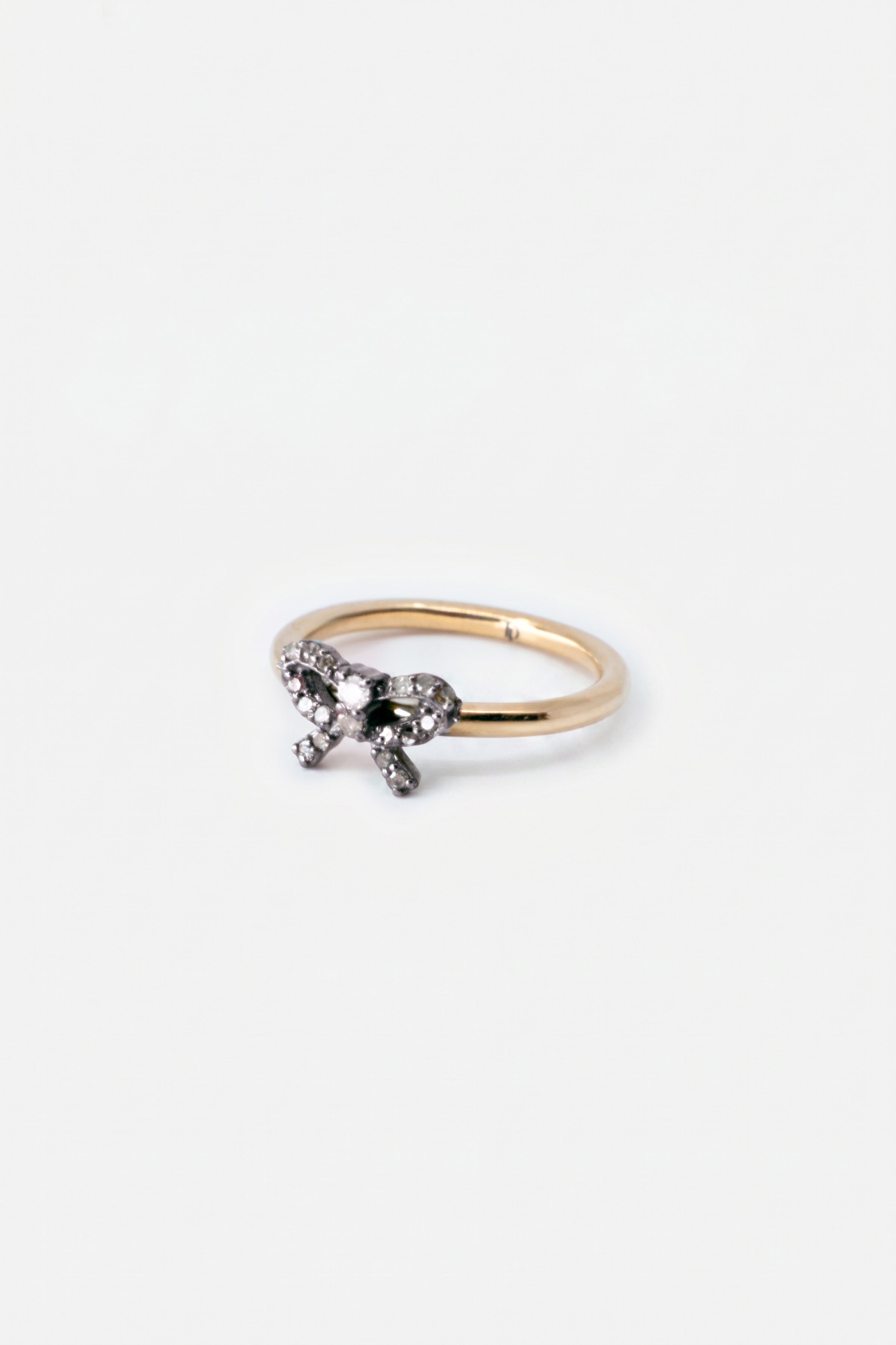 Diamond Bow Ring Gold Silver