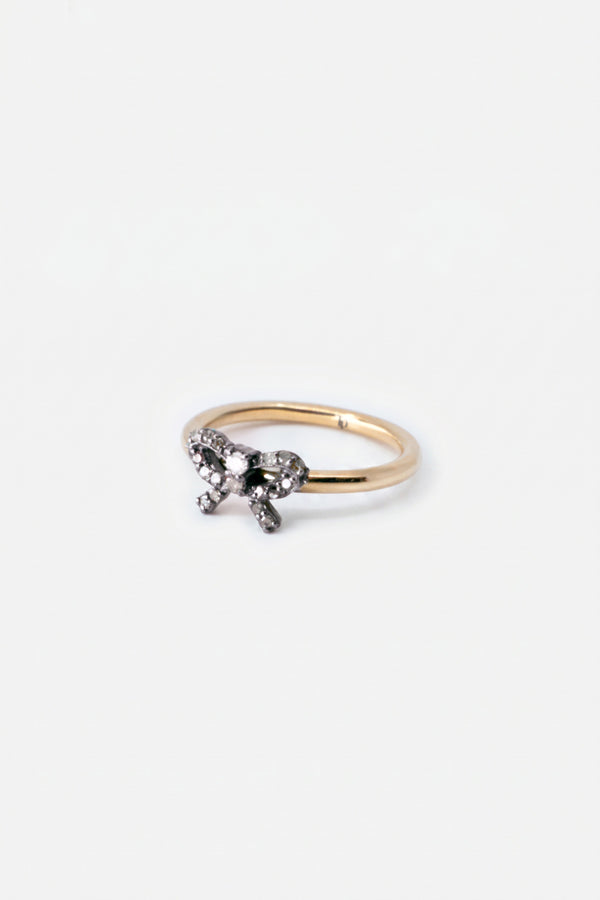Diamond Bow Ring Gold Silver