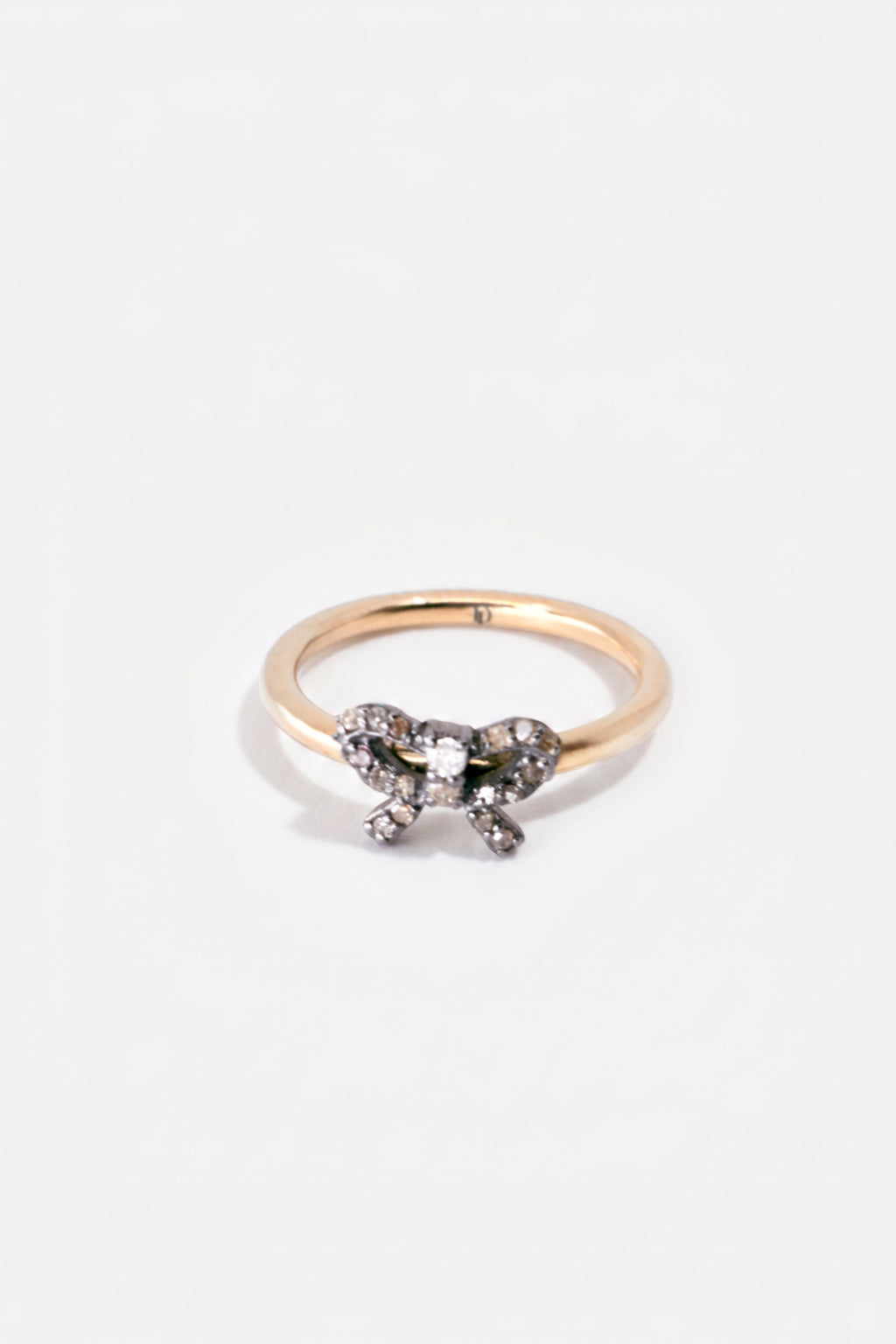 Diamond Bow Ring Gold Silver