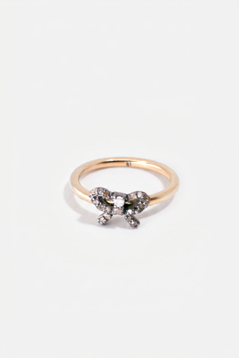 Diamond Bow Ring Gold Silver