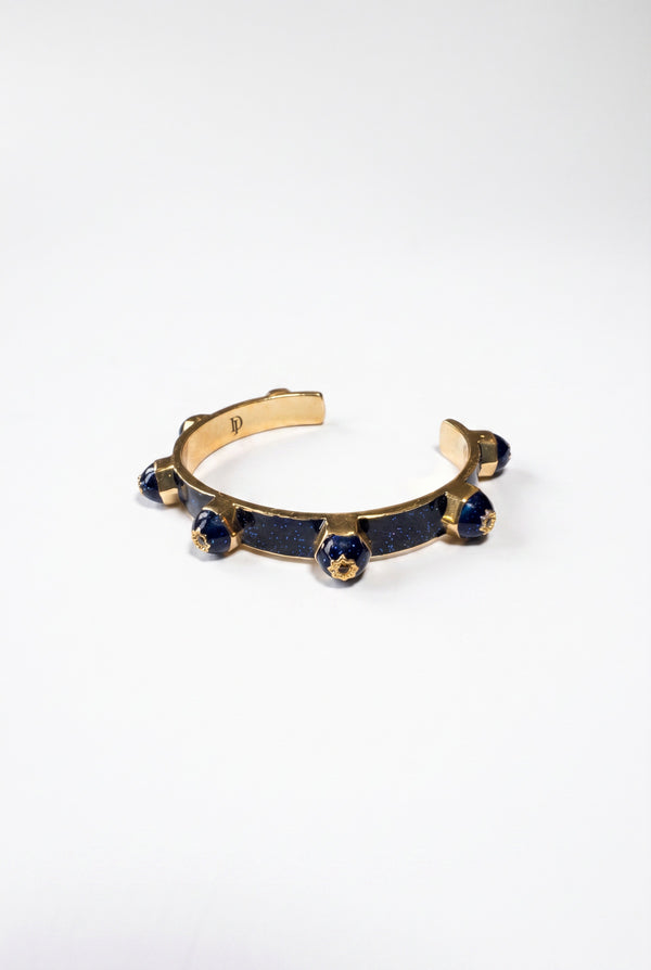Black Diamond Studded Cuff Bracelet Enamel
