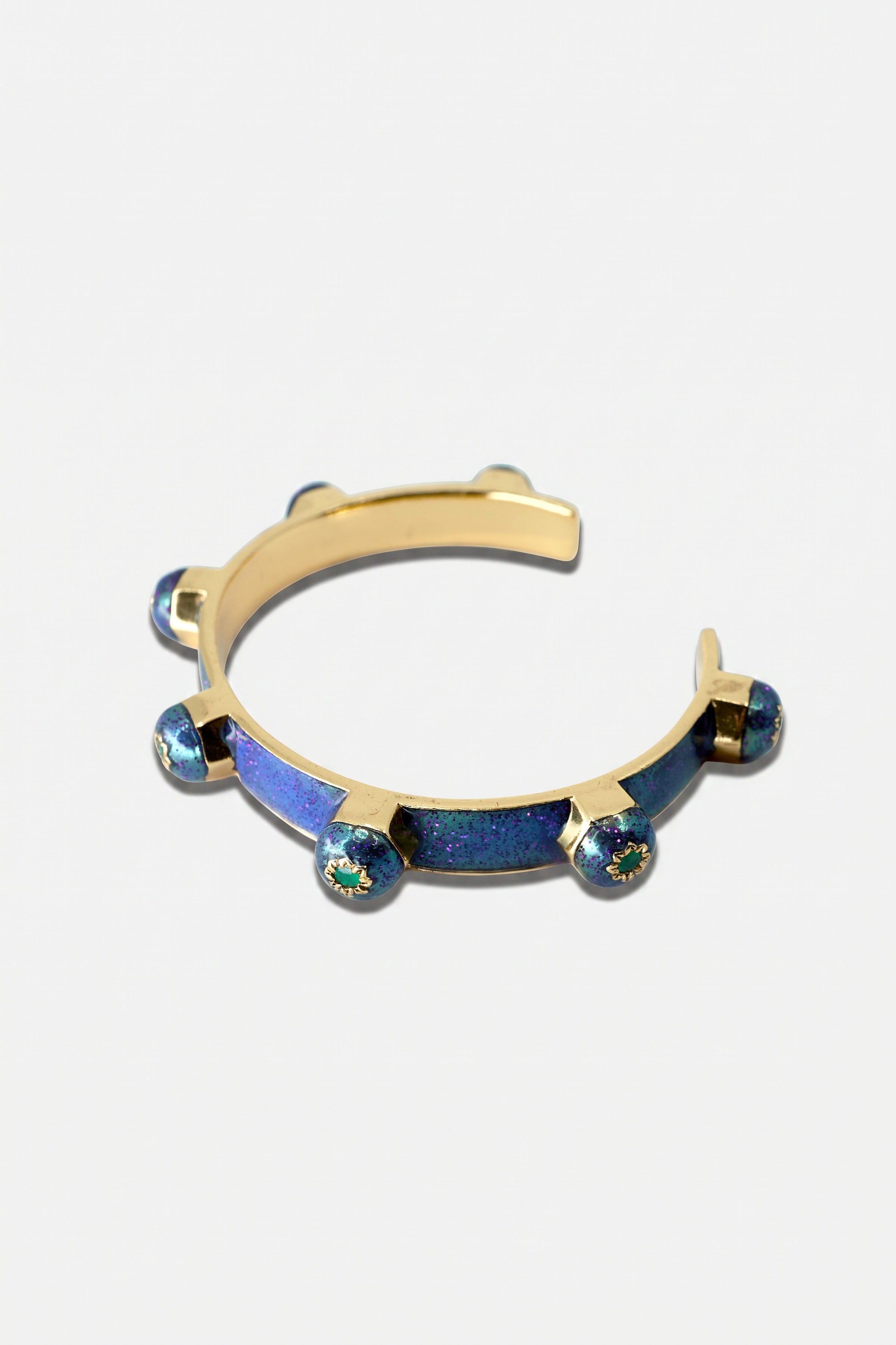 Brutalist Star Stud Cuff Bracelet Emerald Blue Enamel