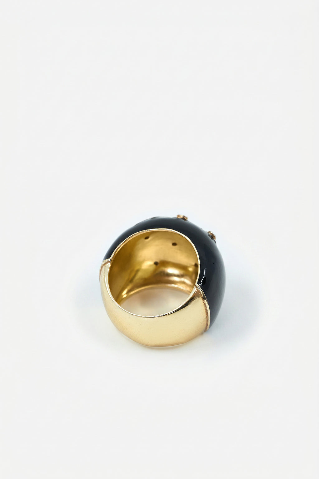 Black Enamel Cocktail Ring Blue Sapphire Diamond Star