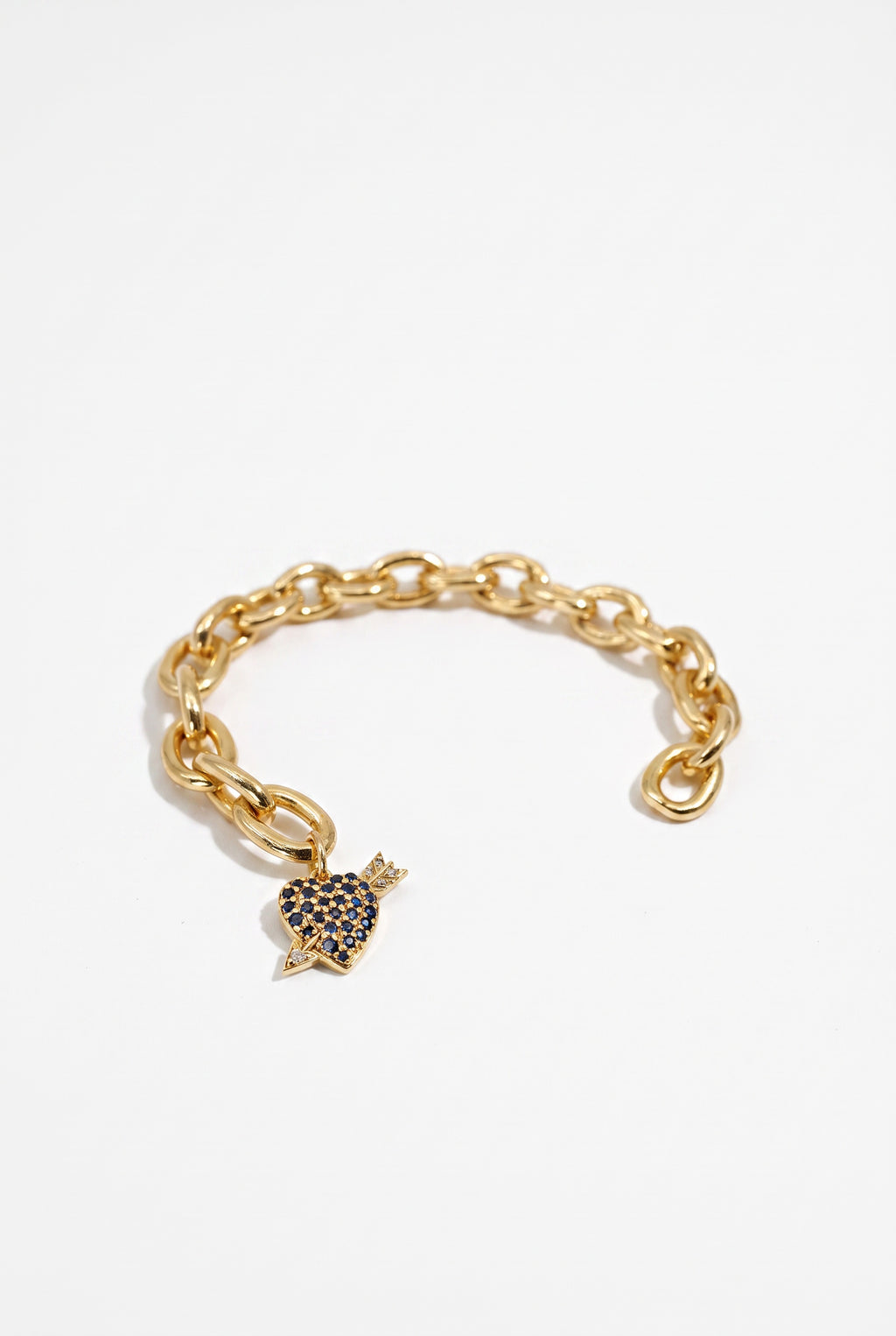 Cupid Heart Cuff  Black Diamond Charm Bracelet