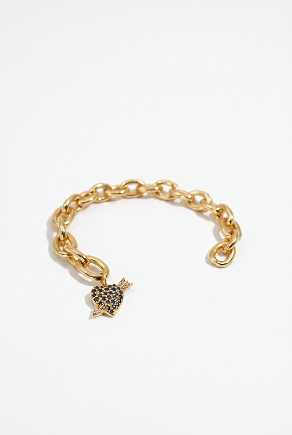 Cupid Heart Cuff  Black Diamond Charm Bracelet