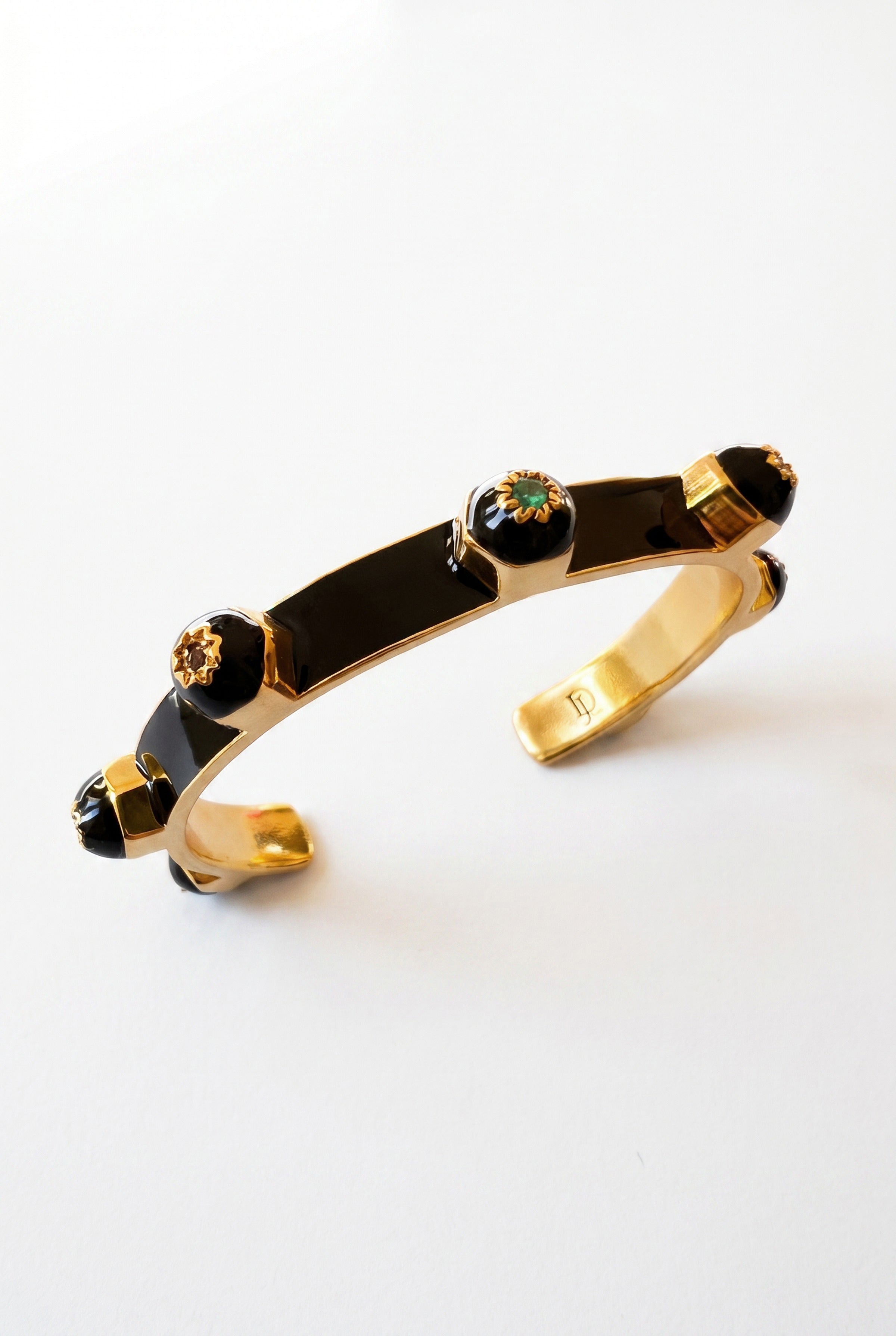 Black Enamel Cuff Sculptural Bracelet Chakra