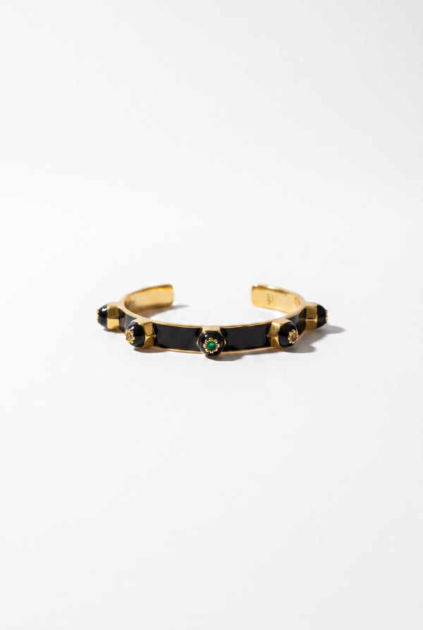 Black Enamel Cuff Sculptural Bracelet Chakra