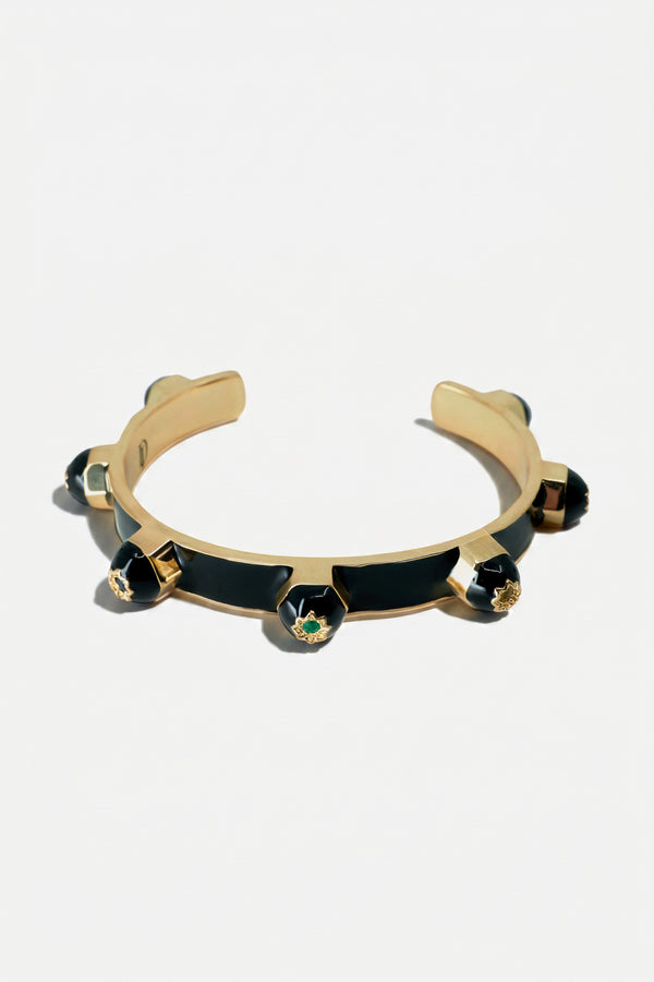 Black Enamel Cuff Sculptural Bracelet Chakra