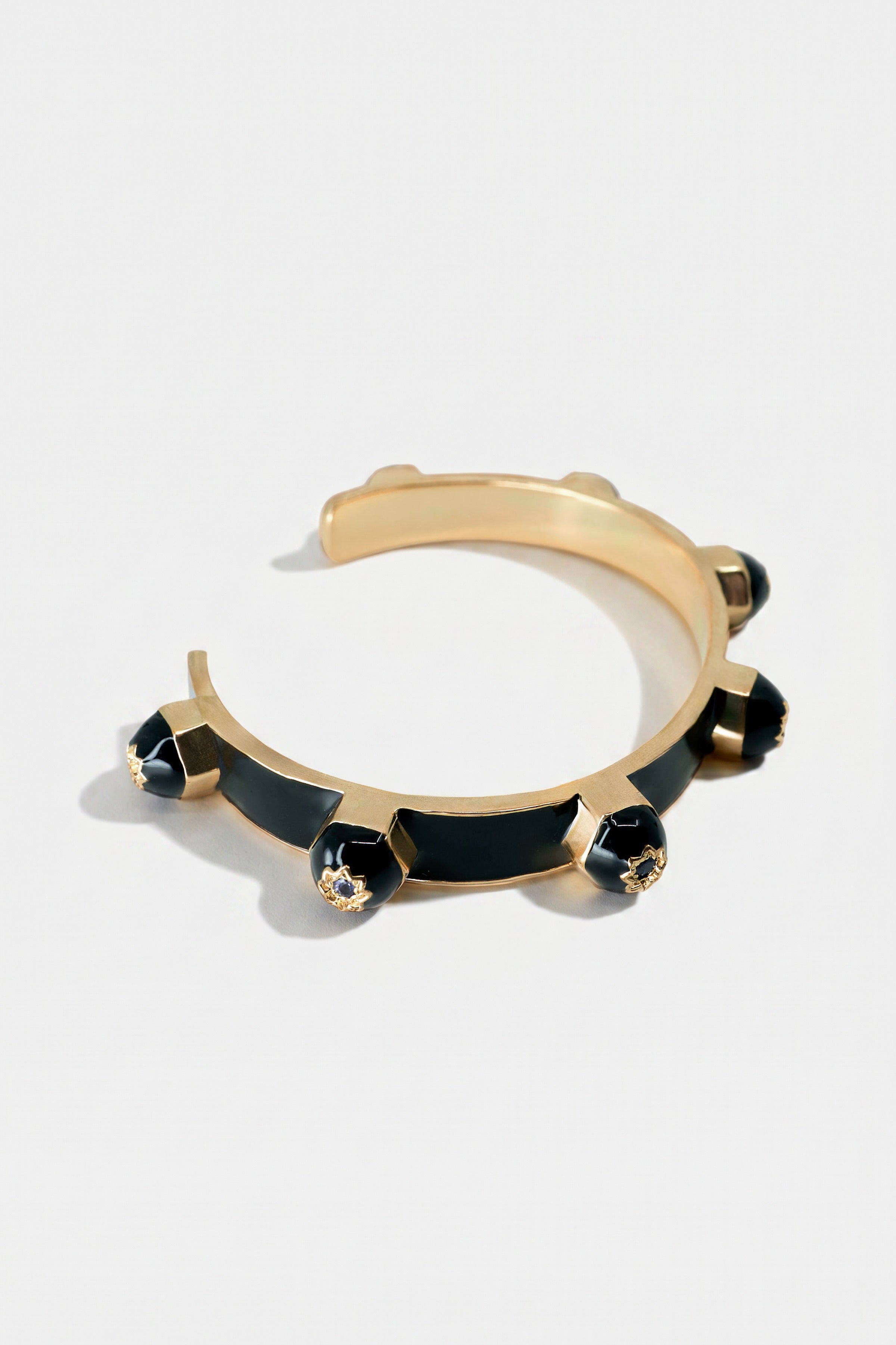Black Enamel Cuff Sculptural Bracelet Chakra