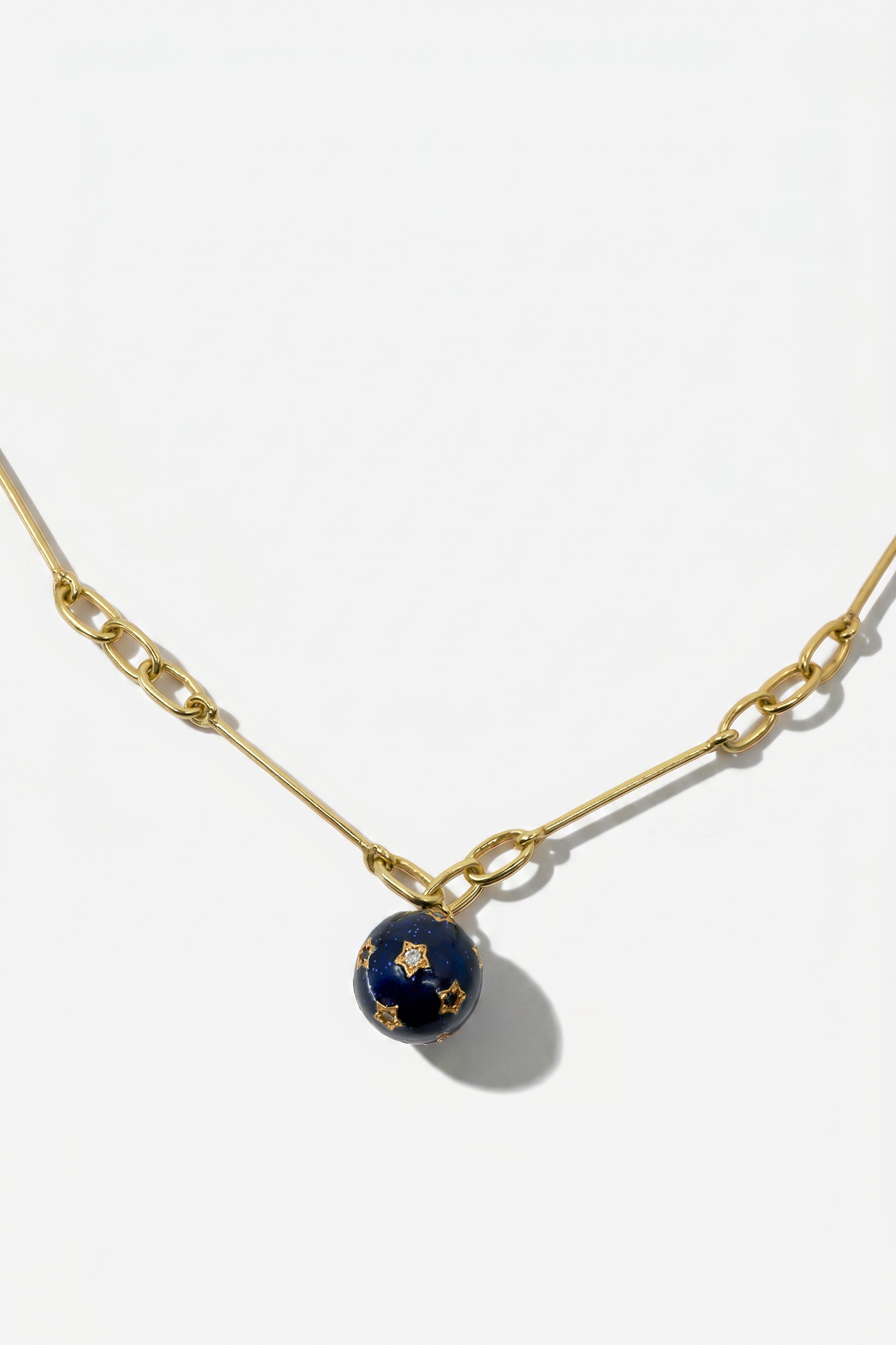 Diamond Star Necklace Sphere Midnight Blue Enamel