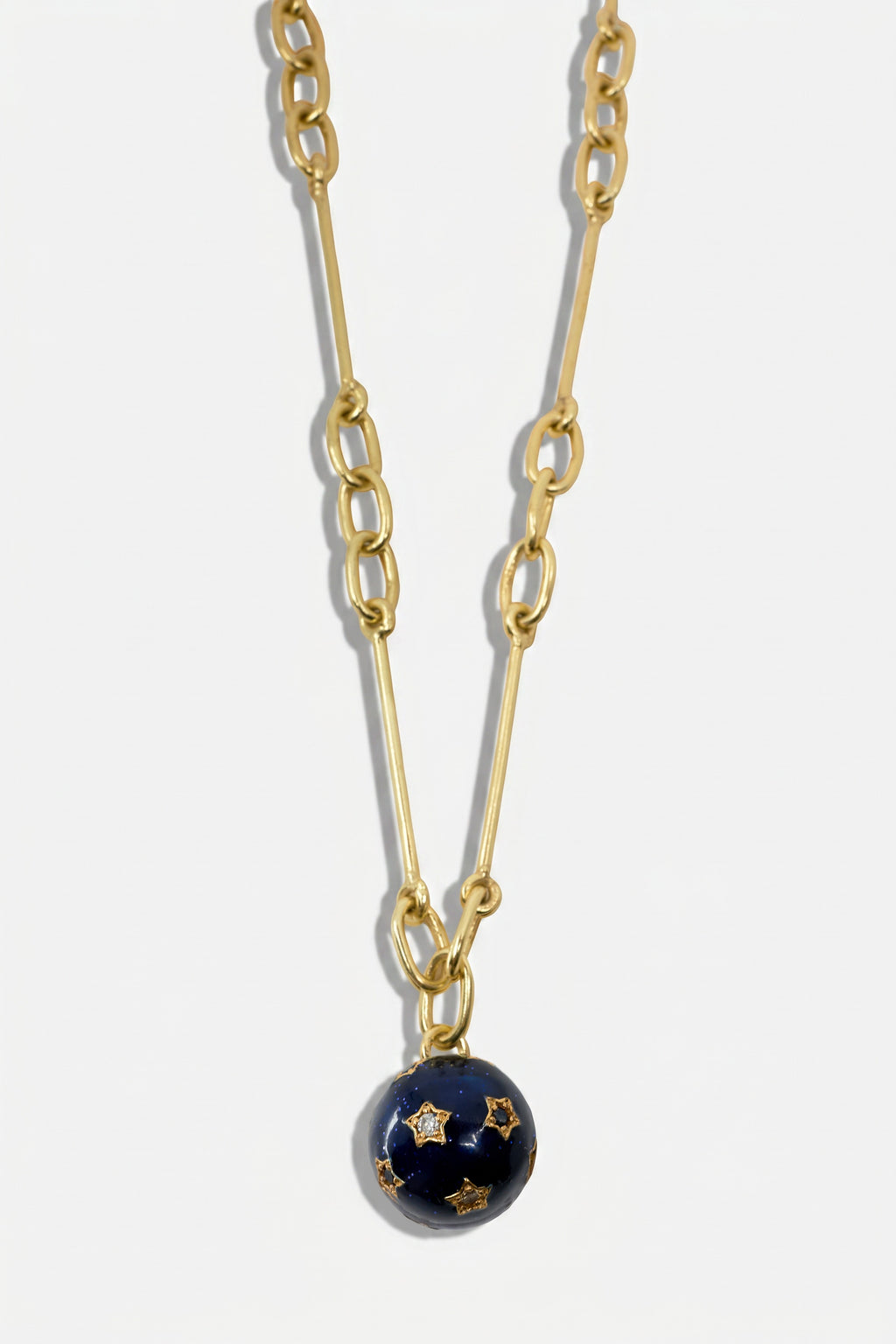 Diamond Star Necklace Sphere Midnight Blue Enamel