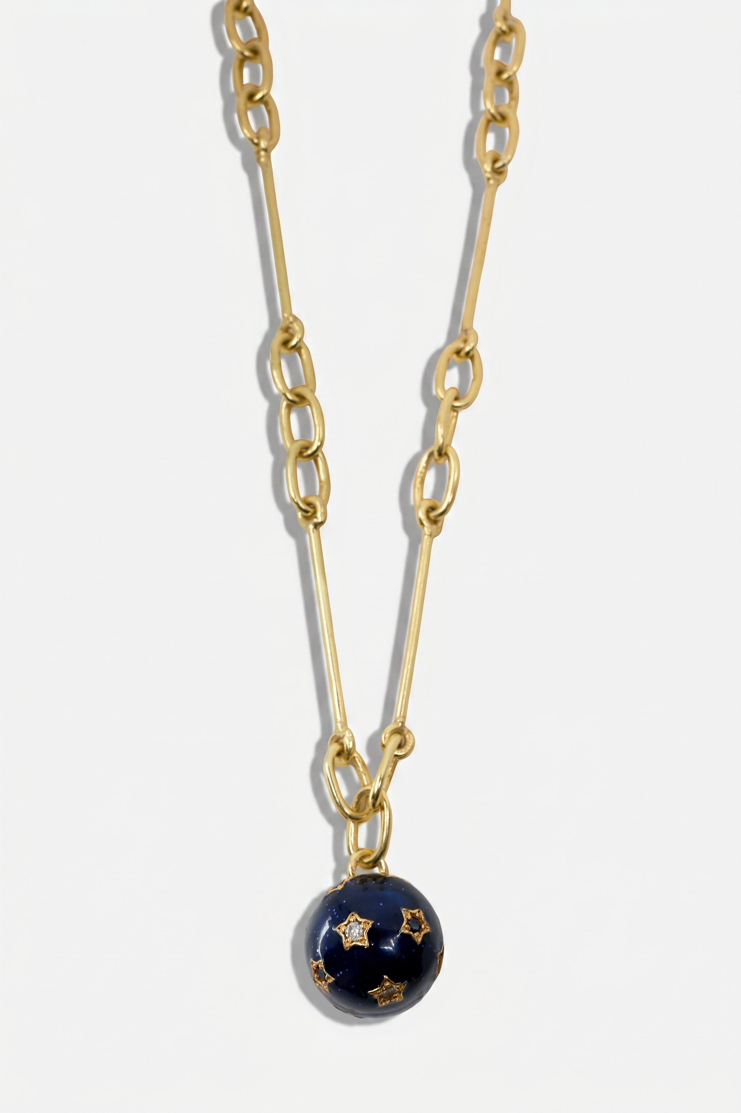 Diamond Star Necklace Sphere Midnight Blue Enamel