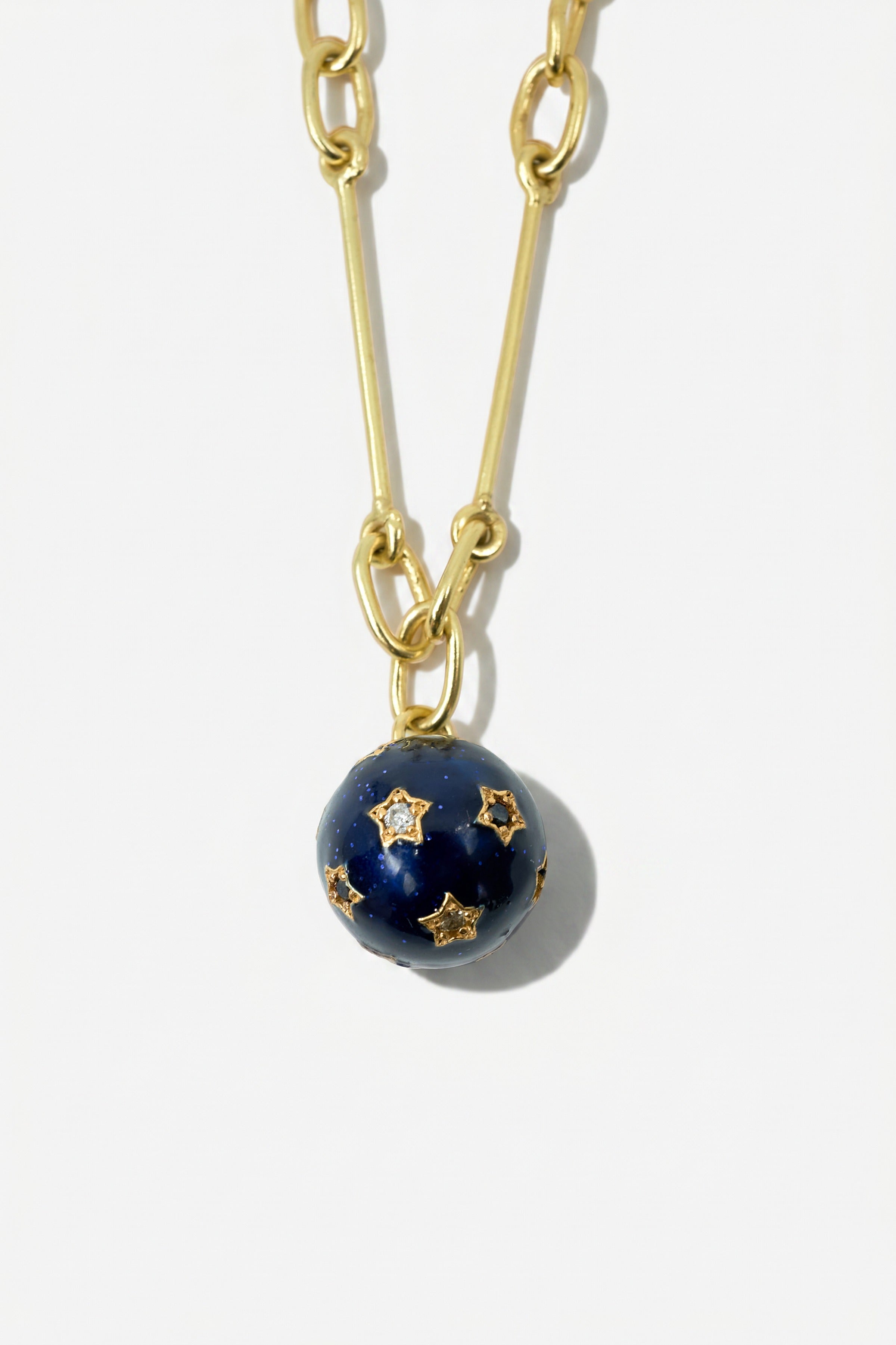 Diamond Star Necklace Sphere Midnight Blue Enamel