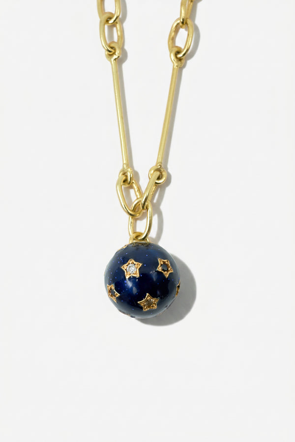 Diamond Star Necklace Sphere Midnight Blue Enamel