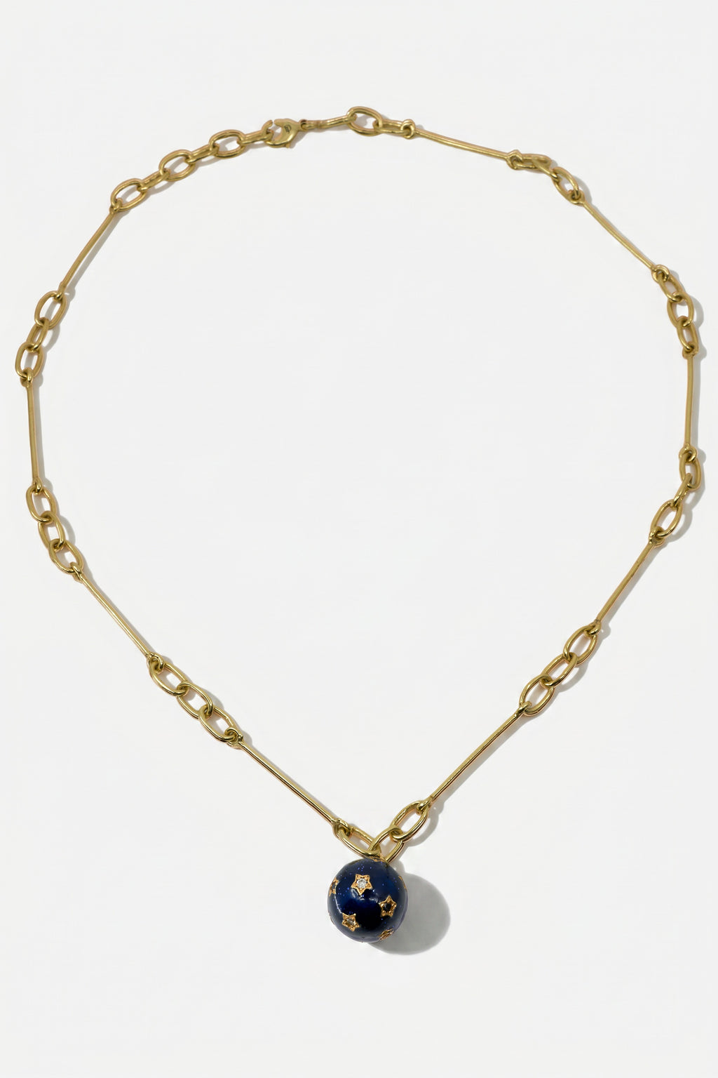Diamond Star Necklace Sphere Midnight Blue Enamel