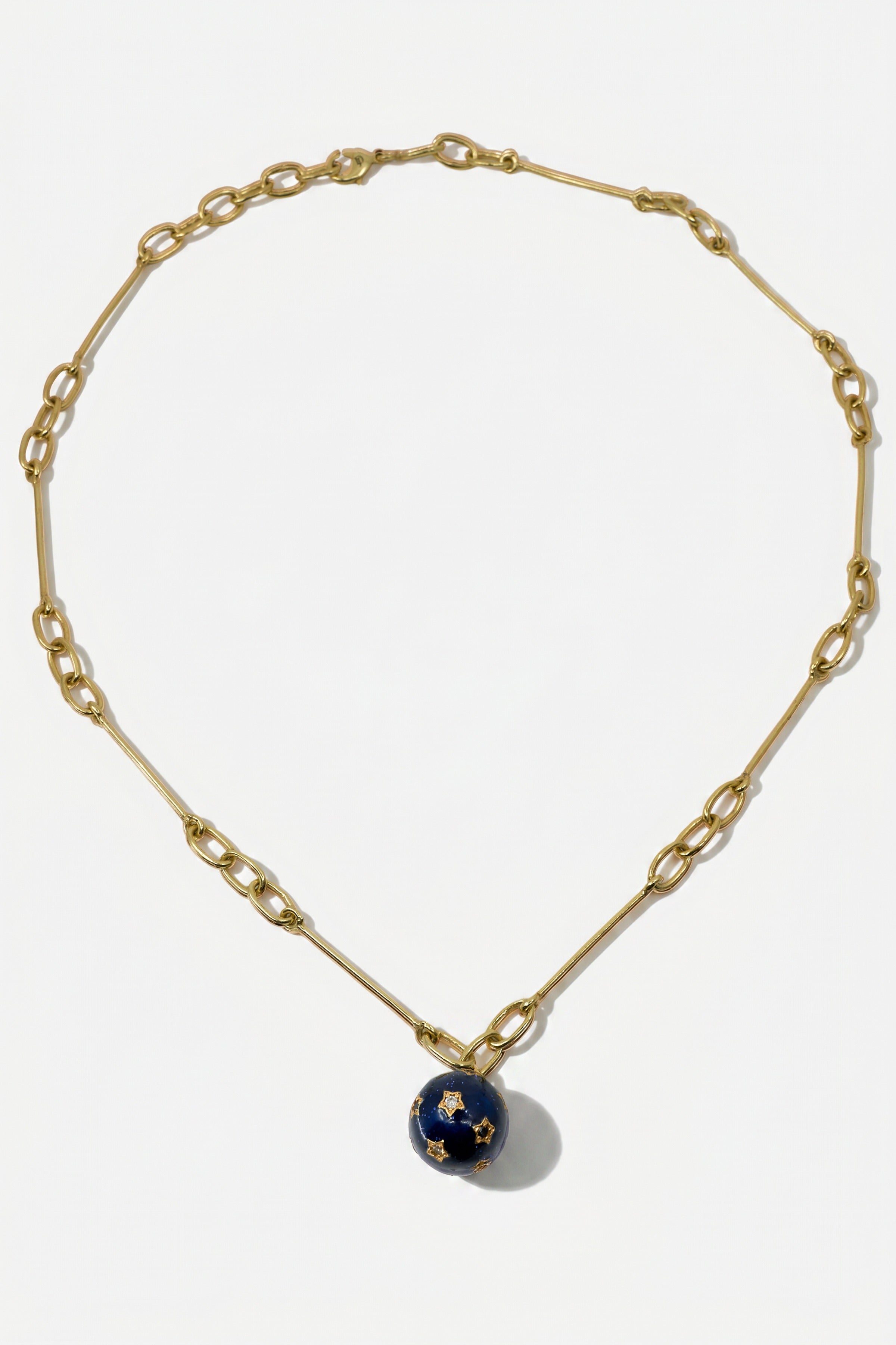 Diamond Star Necklace Sphere Midnight Blue Enamel