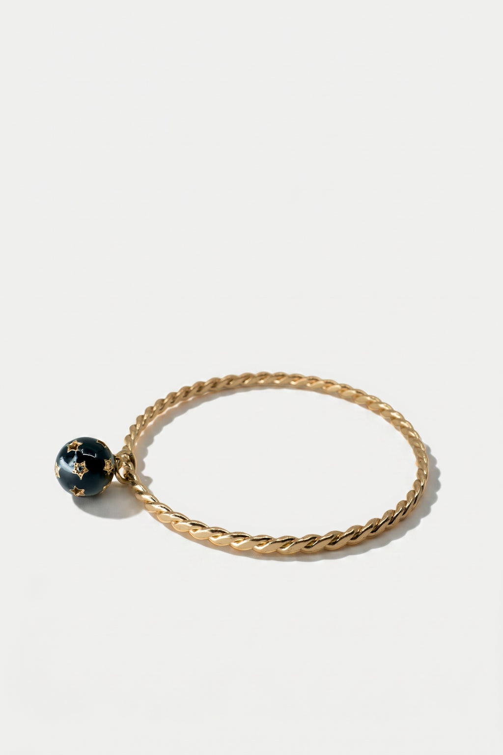 Black Enamel Bracelet Diamond Star Charm Bangle