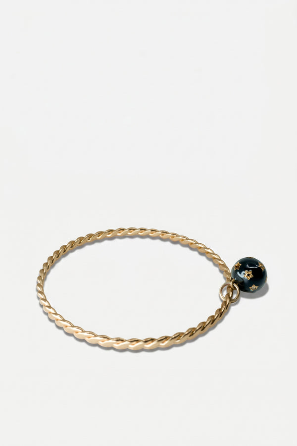 Black Enamel Bracelet Diamond Star Charm Bangle