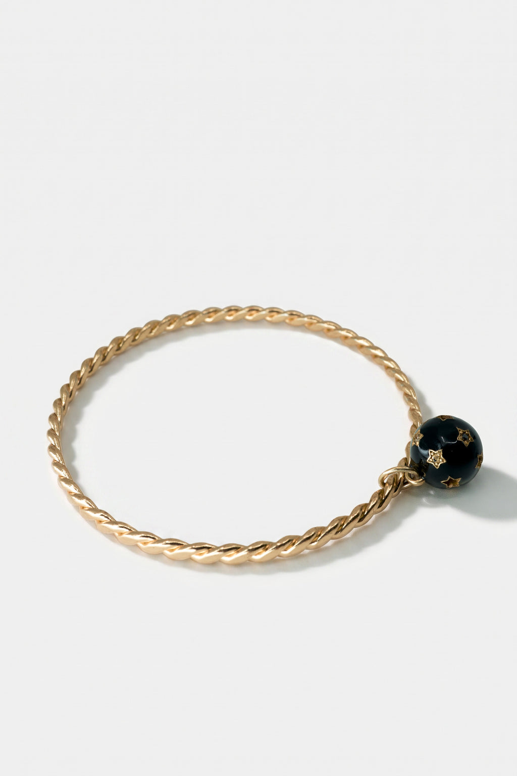 Black Enamel Bracelet Diamond Star Charm Bangle