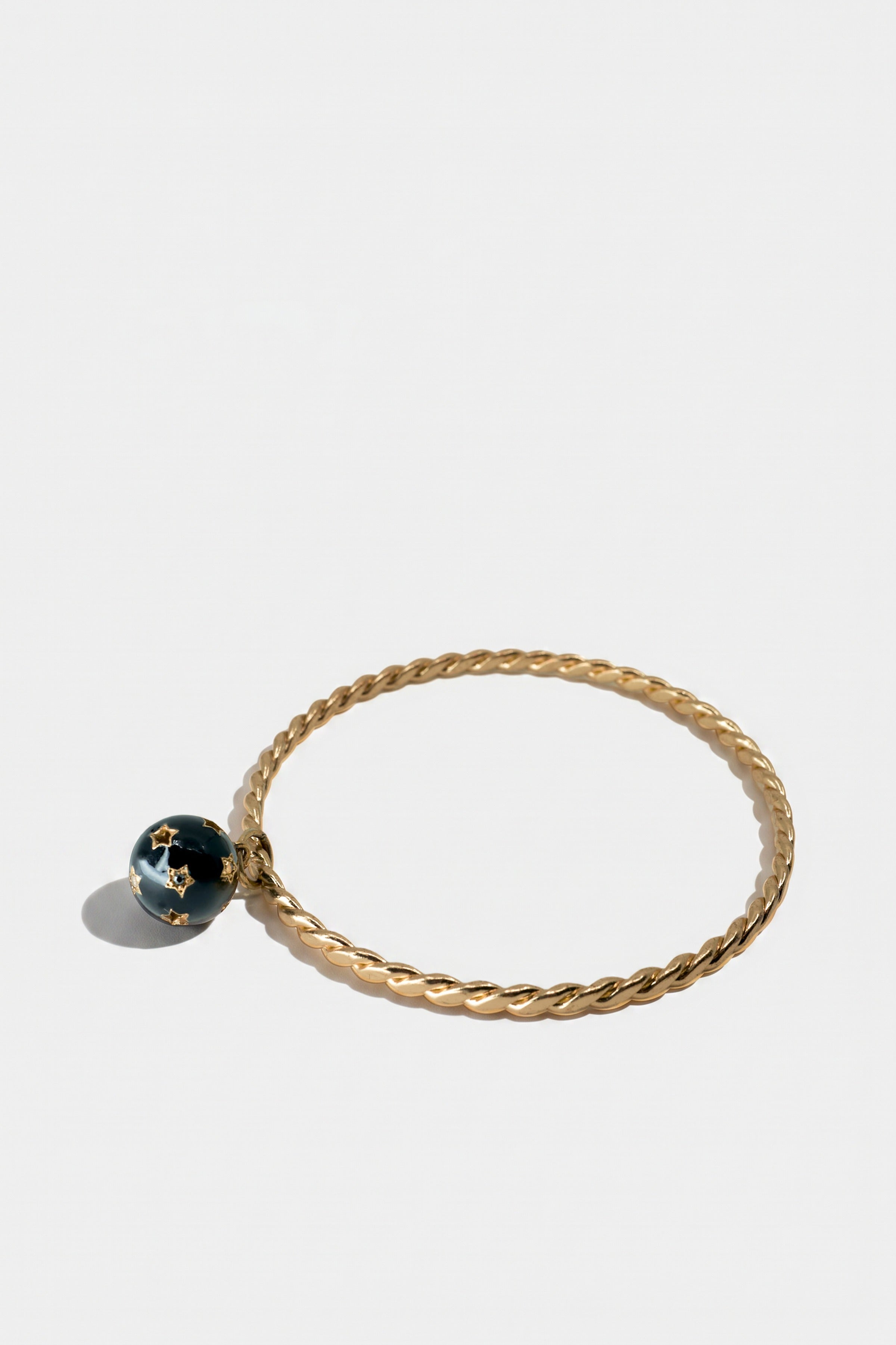 Black Enamel Bracelet Diamond Star Charm Bangle