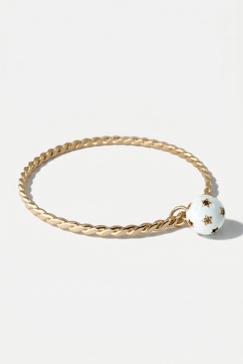 White Enamel Bracelet Bangle Diamond Star