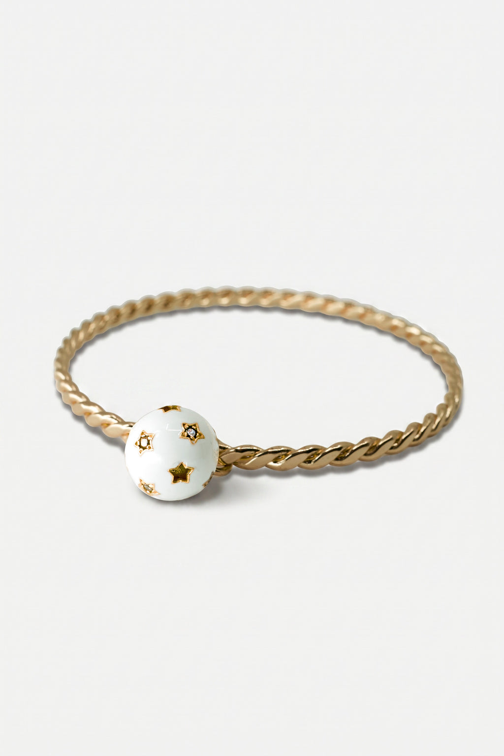 White Enamel Bracelet Bangle Diamond Star