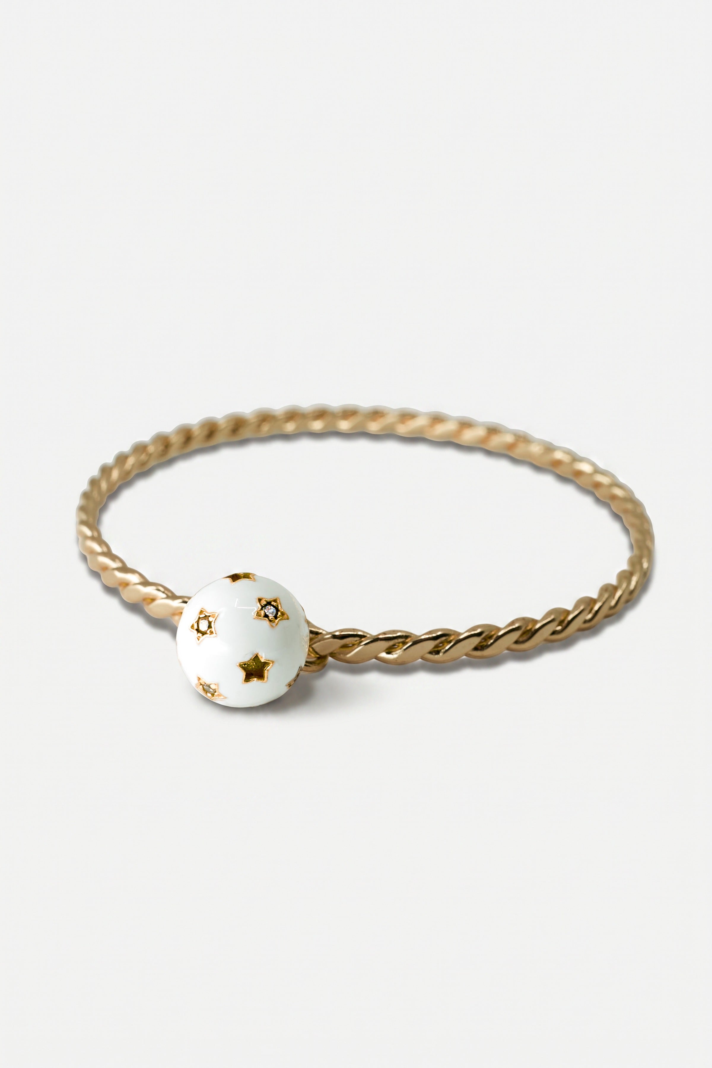 White Enamel Bracelet Bangle Diamond Star