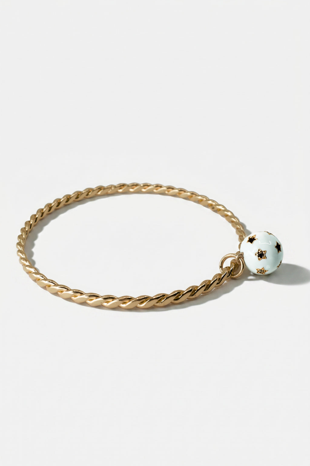 White Enamel Bracelet Bangle Diamond Star