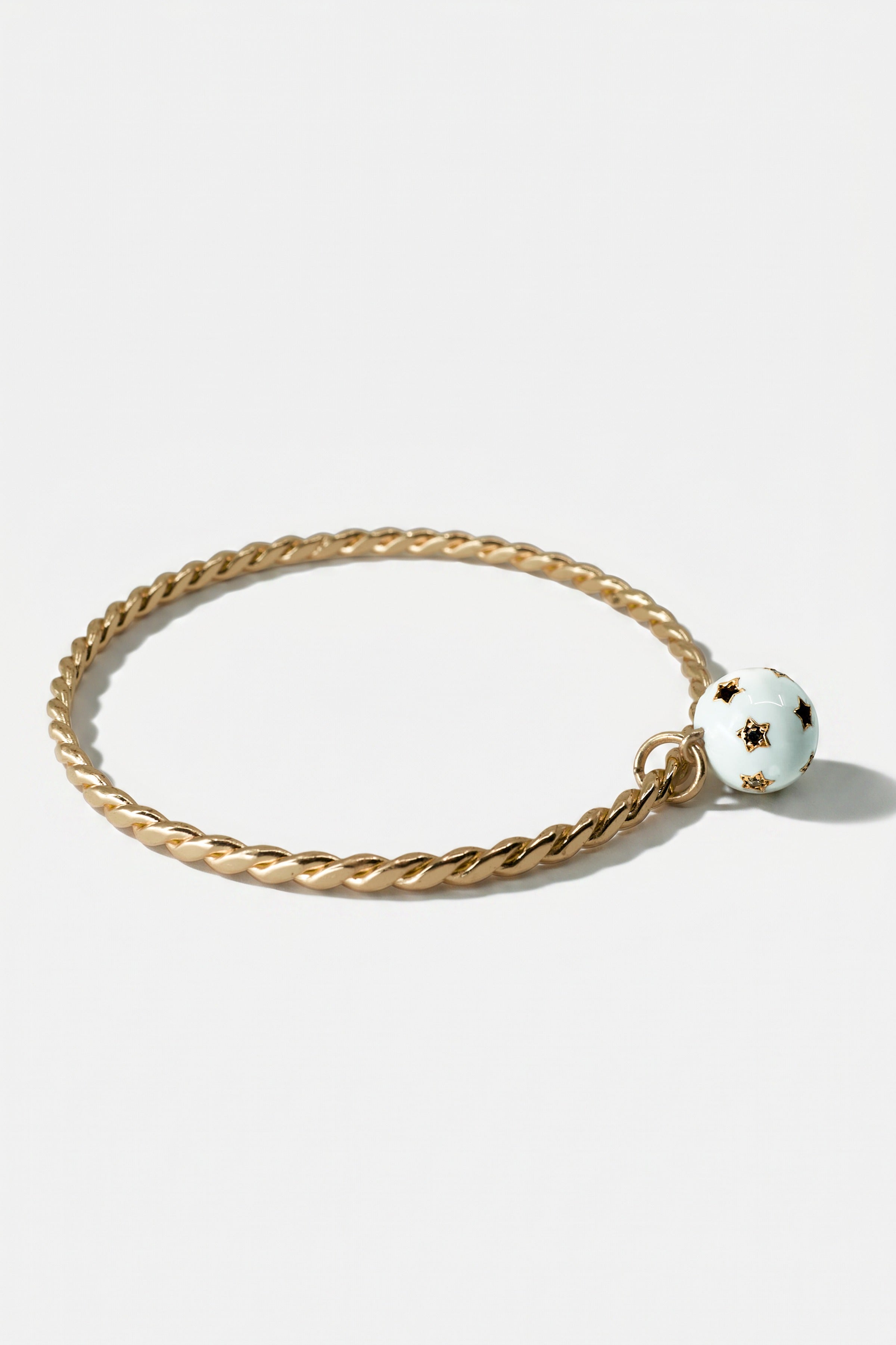 White Enamel Bracelet Bangle Diamond Star