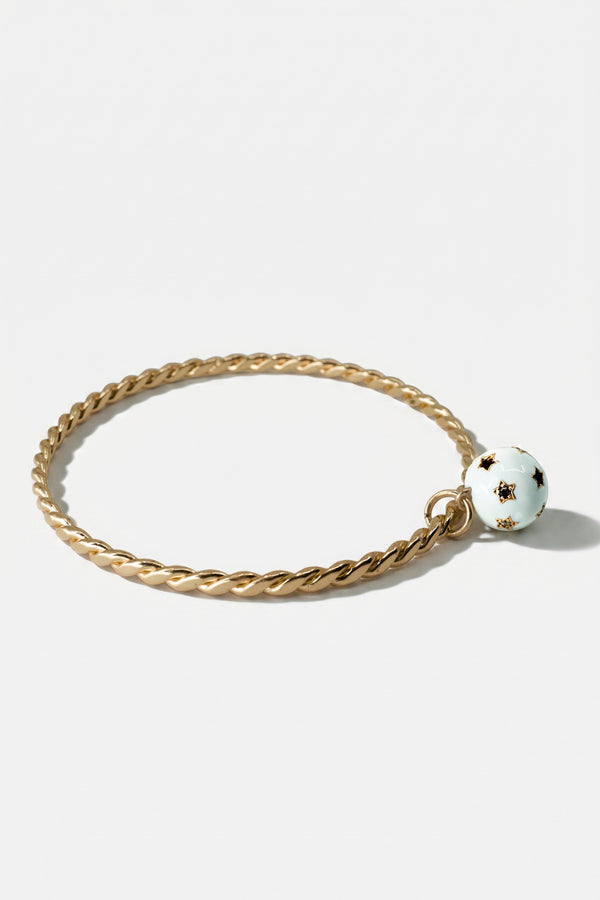 White Enamel Bracelet Bangle Diamond Star