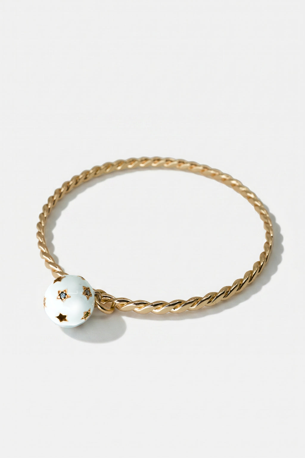 White Enamel Bracelet Bangle Diamond Star