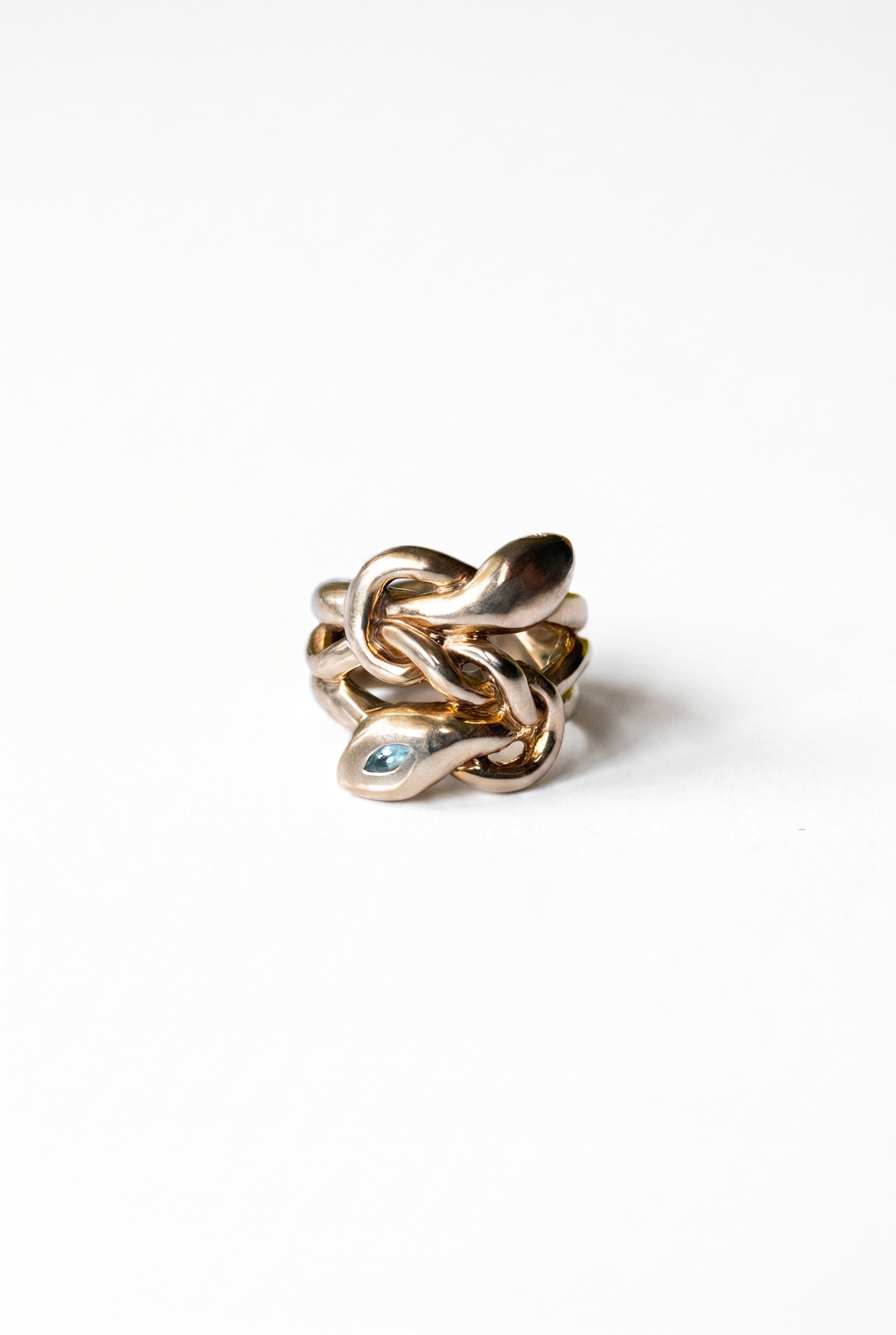 Aquamarine Snake Ring Gold Ruby Serpent