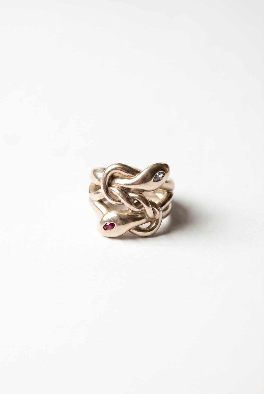 Aquamarine Ruby Snake Ring Gold Serpent
