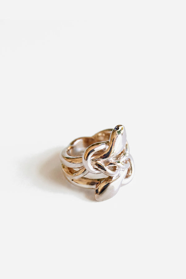 Gold Snake Ring Black Diamond