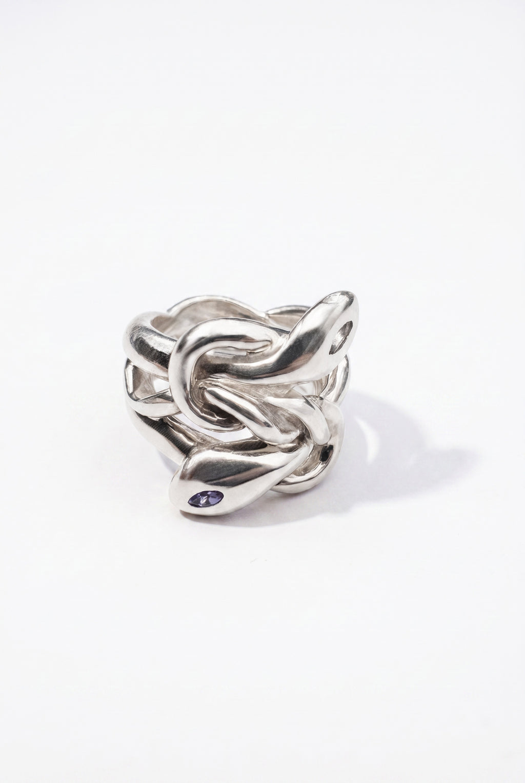 Snake Ring Aquamarine Tanzanite Marquise Silver Serpent