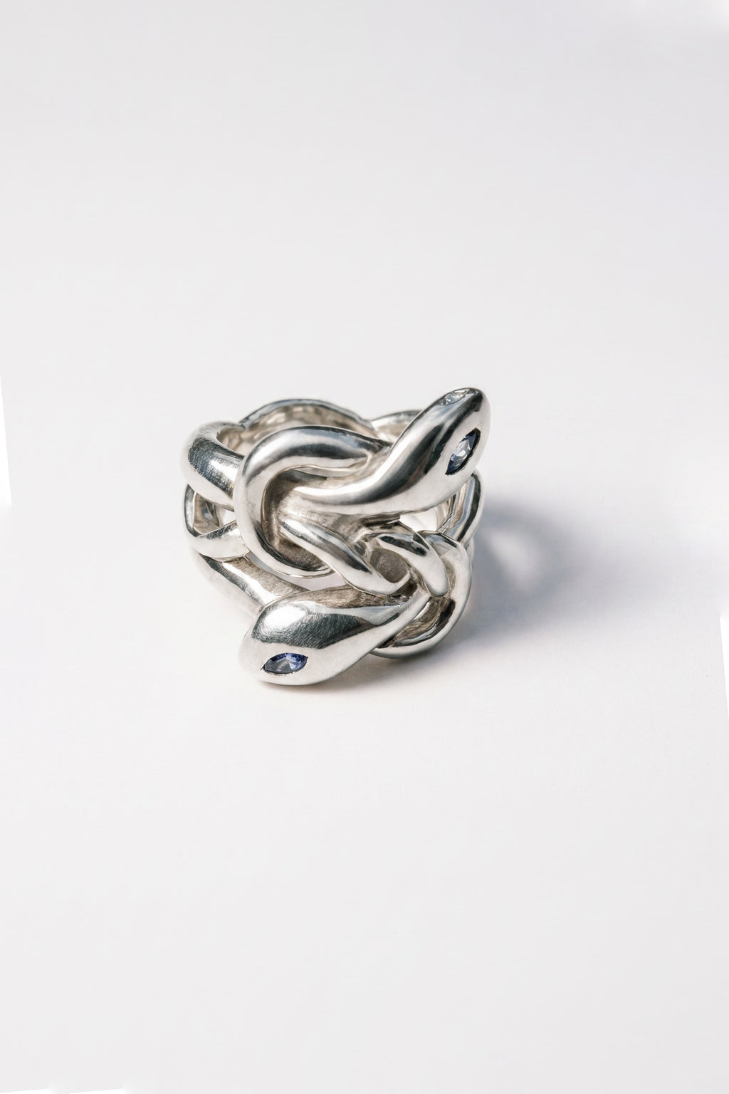 Snake Ring Aquamarine Tanzanite Marquise Silver Serpent