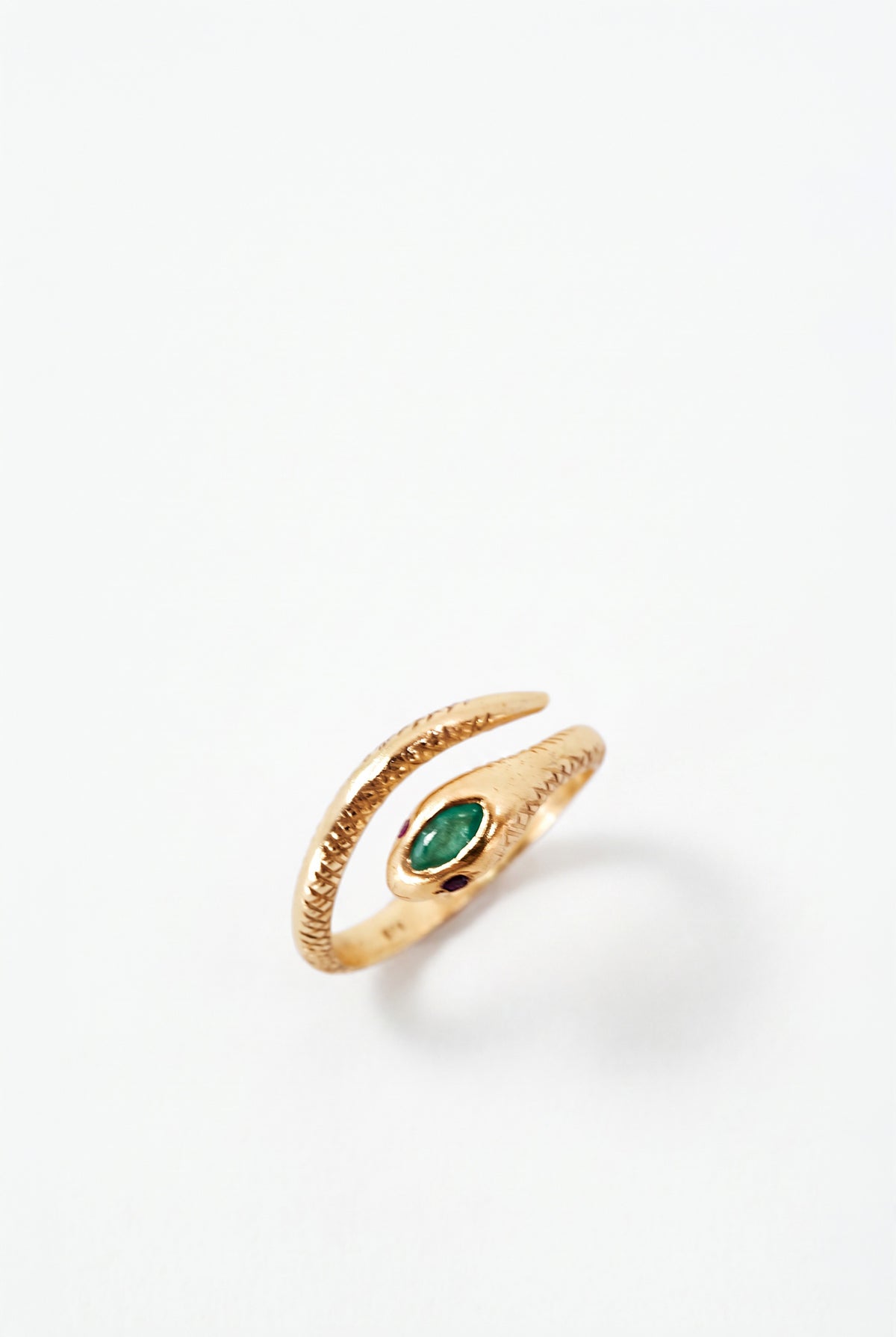 Snake Ring Marquise Emerald Ruby Eyes Silver Serpent