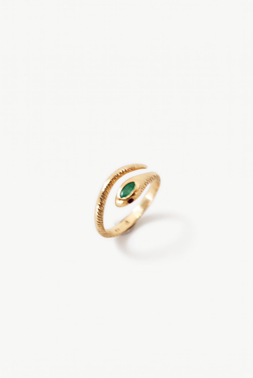 Snake Ring Marquise Emerald Ruby Eyes Silver Serpent