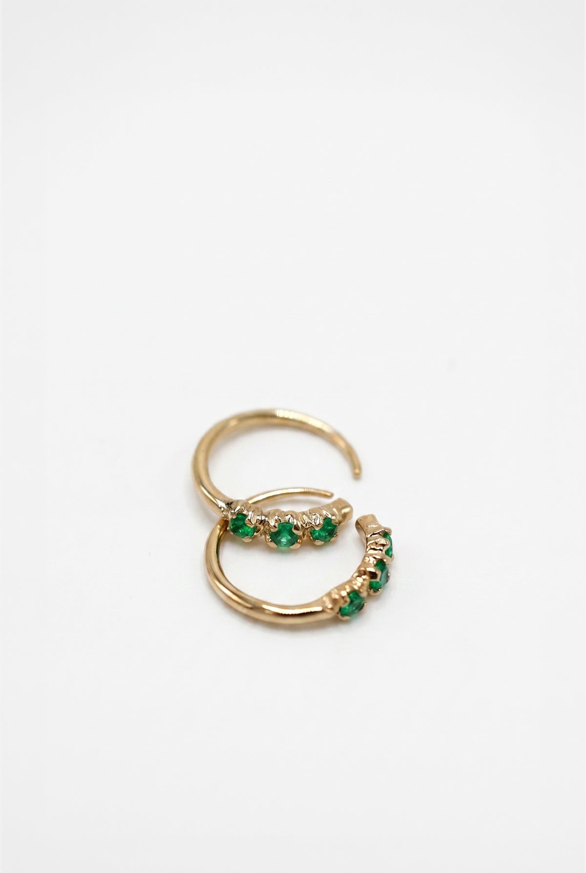 Emerald Huggie Earrings Gold