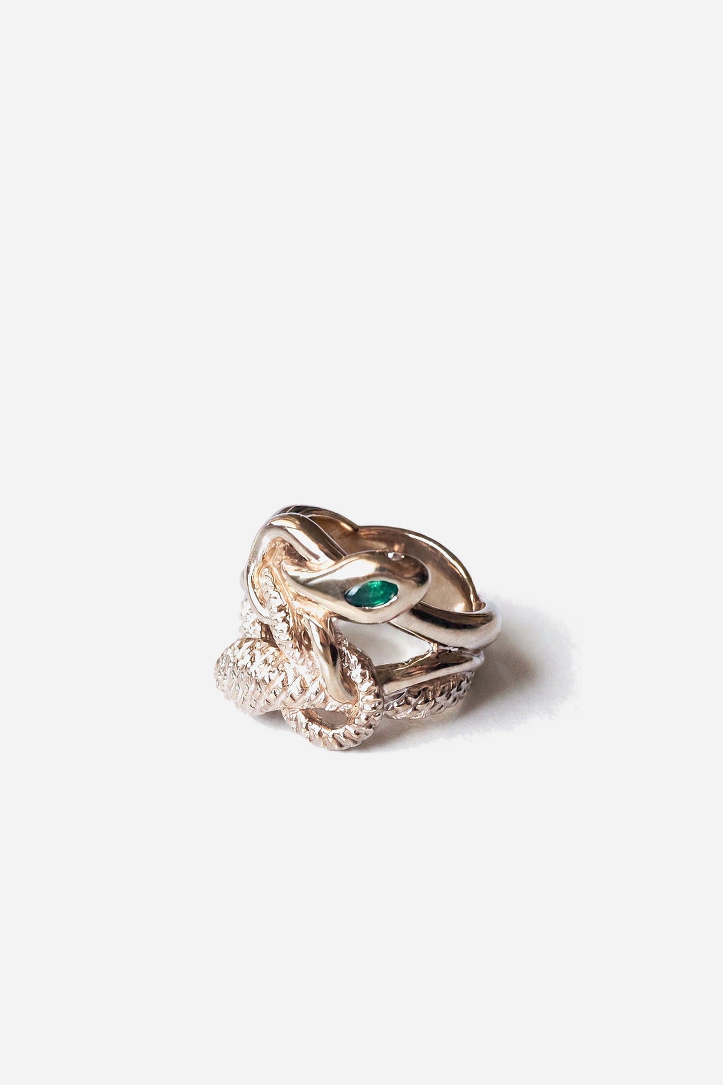 Gold Snake Ring Emerald Ruby Diamond