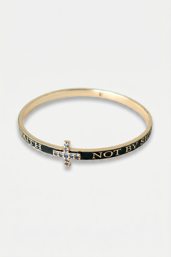 Tanzanite Cross Bangle Bracelet Enamel
