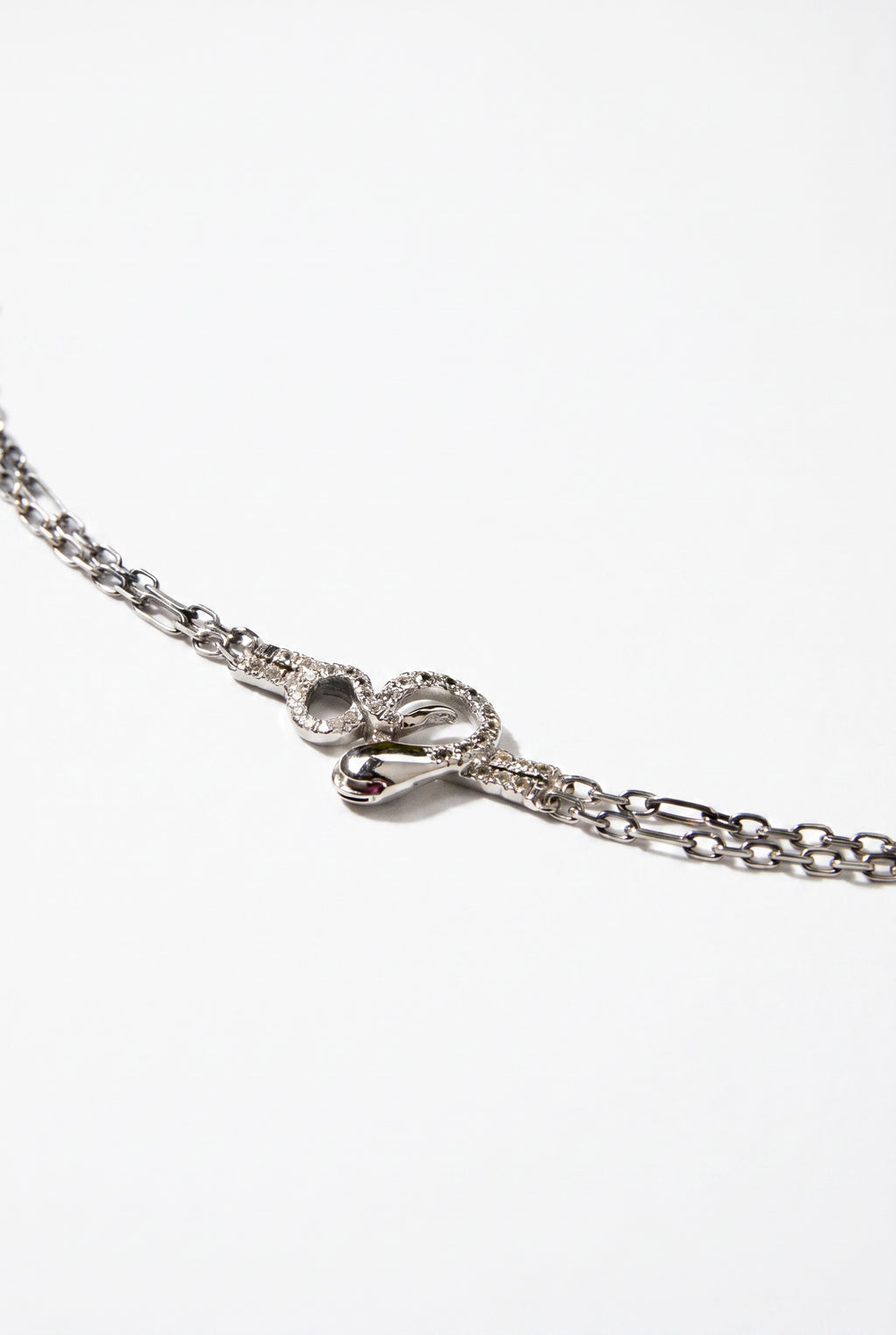 Snake Necklace Sapphire Ruby Silver Chain